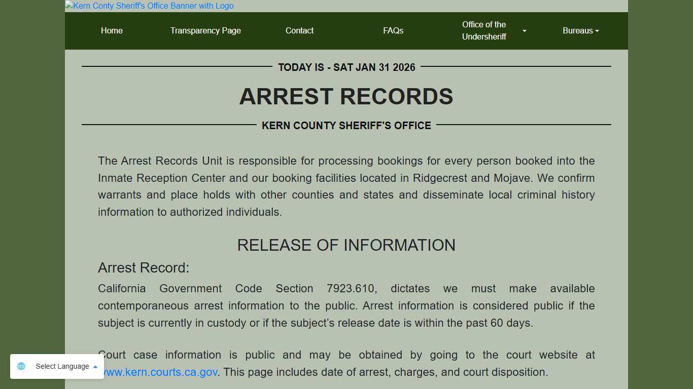 Arrest Records KCSO